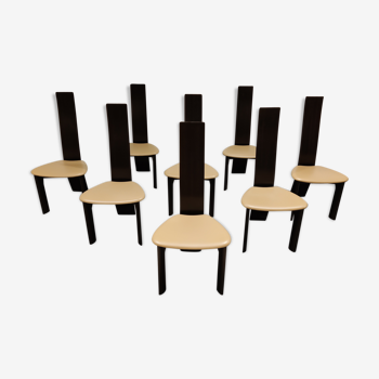 Ensemble de 8 chaises à manger par Rob & Dries van den Berghe, années 1980