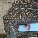 Miroir en cuivre repoussé ancien époque Napoléon III