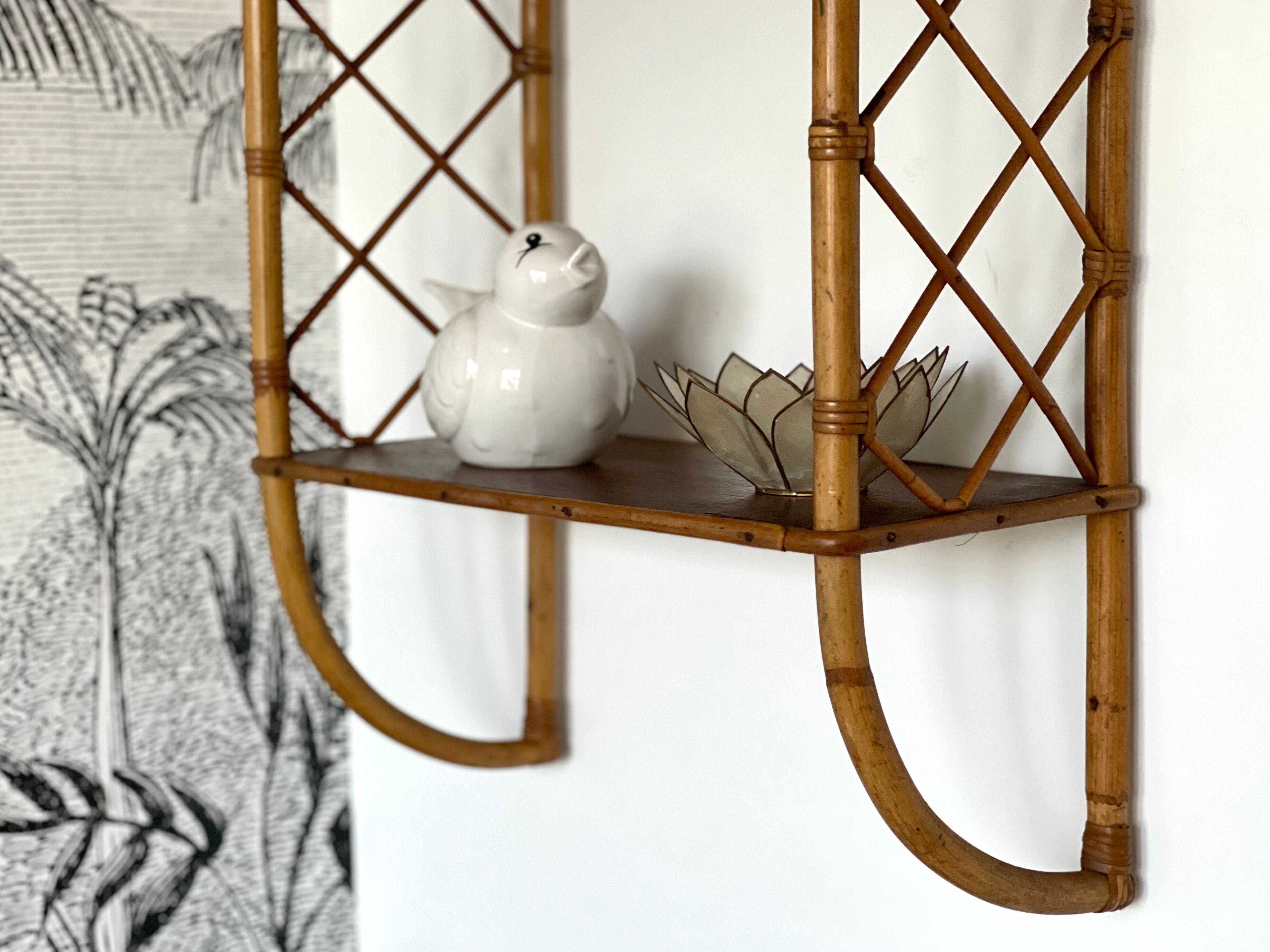 Rattan wall shelf 1960