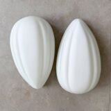 Wonderful pair of Mid Century white glass wall lamps from Italy