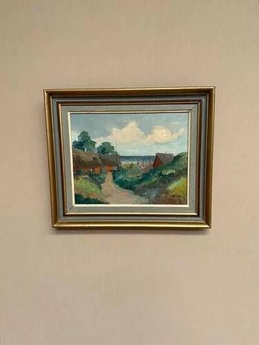 Oil on Panel 'Sea View' by S. Palm, Signed, Vintage & Framed 40 × 34 cm