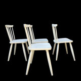 Series of 4 vintage solid wood chairs Scandinavian style