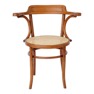 Ancien fauteuil en bois courbé Tresse viennoise Fischel début 20ème siècle