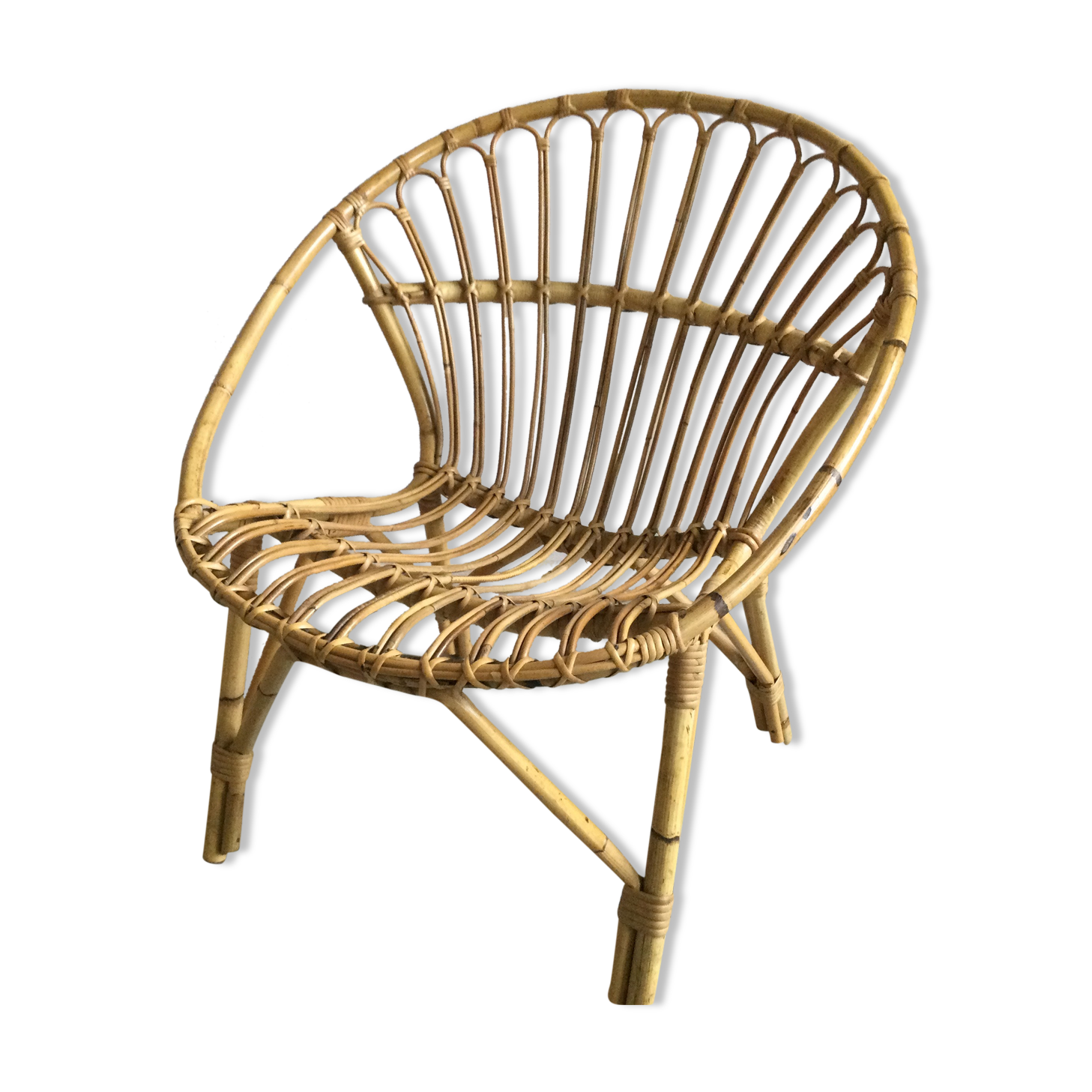 Adult rattan shell armchair
