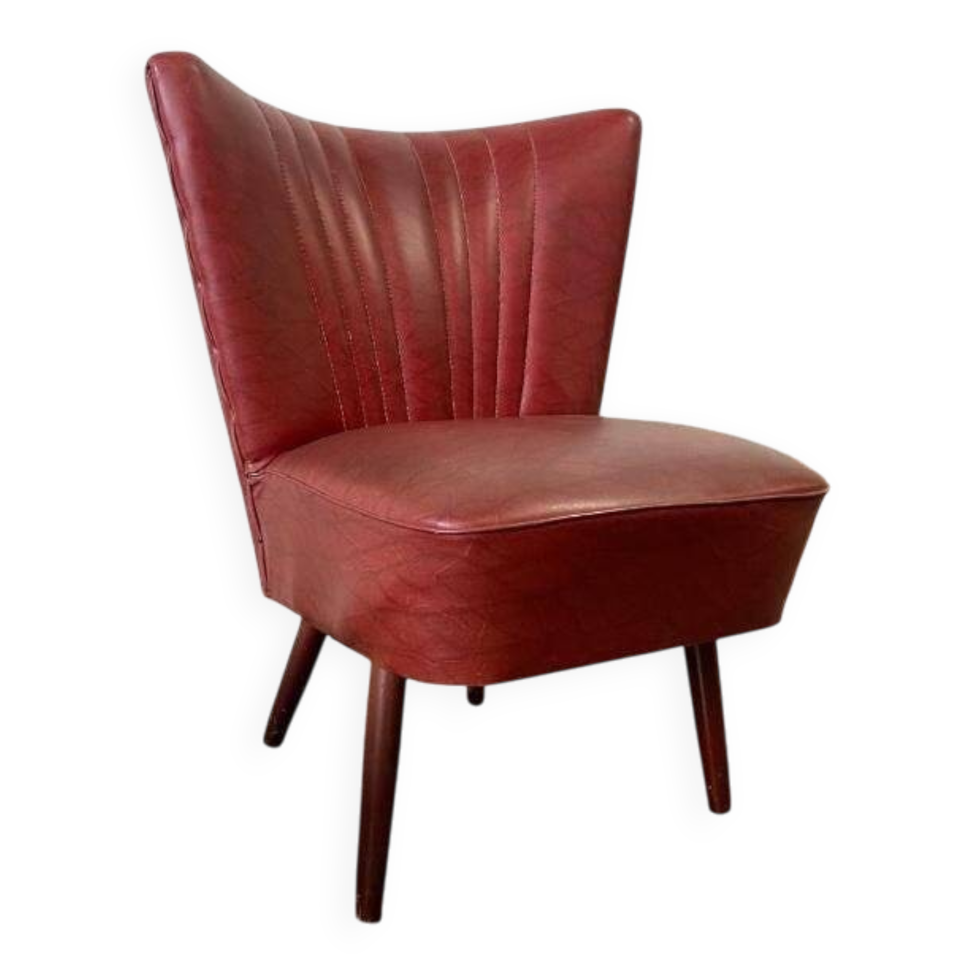 Vintage dark red one-seater cocktail armchair / chair