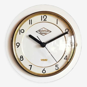 Horloge formica vintage pendule murale silencieuse ronde "Lutetia blanc"