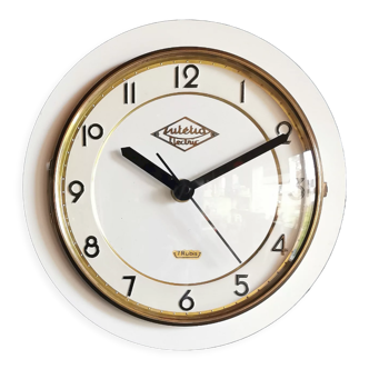 Vintage formica clock round silent wall clock "White Lutetia"