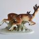 Vintage Porcelain Sculpture Roe Deer and Doe, by Royal Dux, 1960's.