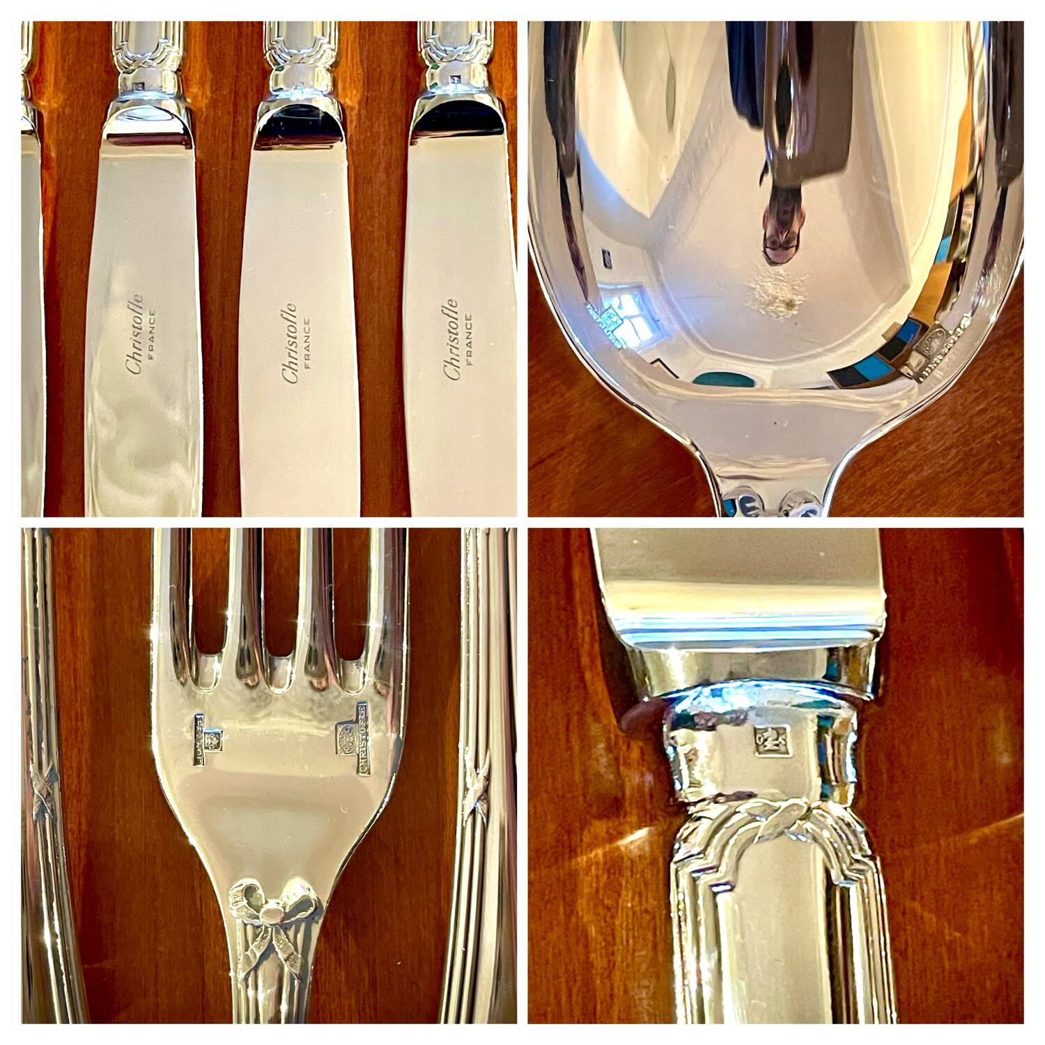 Christofle crossed ribbons, 73-piece cutlery set in new condition.