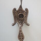 Old hand candlestick in chissed solid brass
