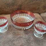 Salad bowl set and its 2 crystal cups
