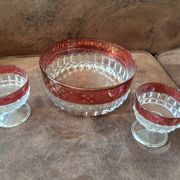 Salad bowl set and its 2 crystal cups