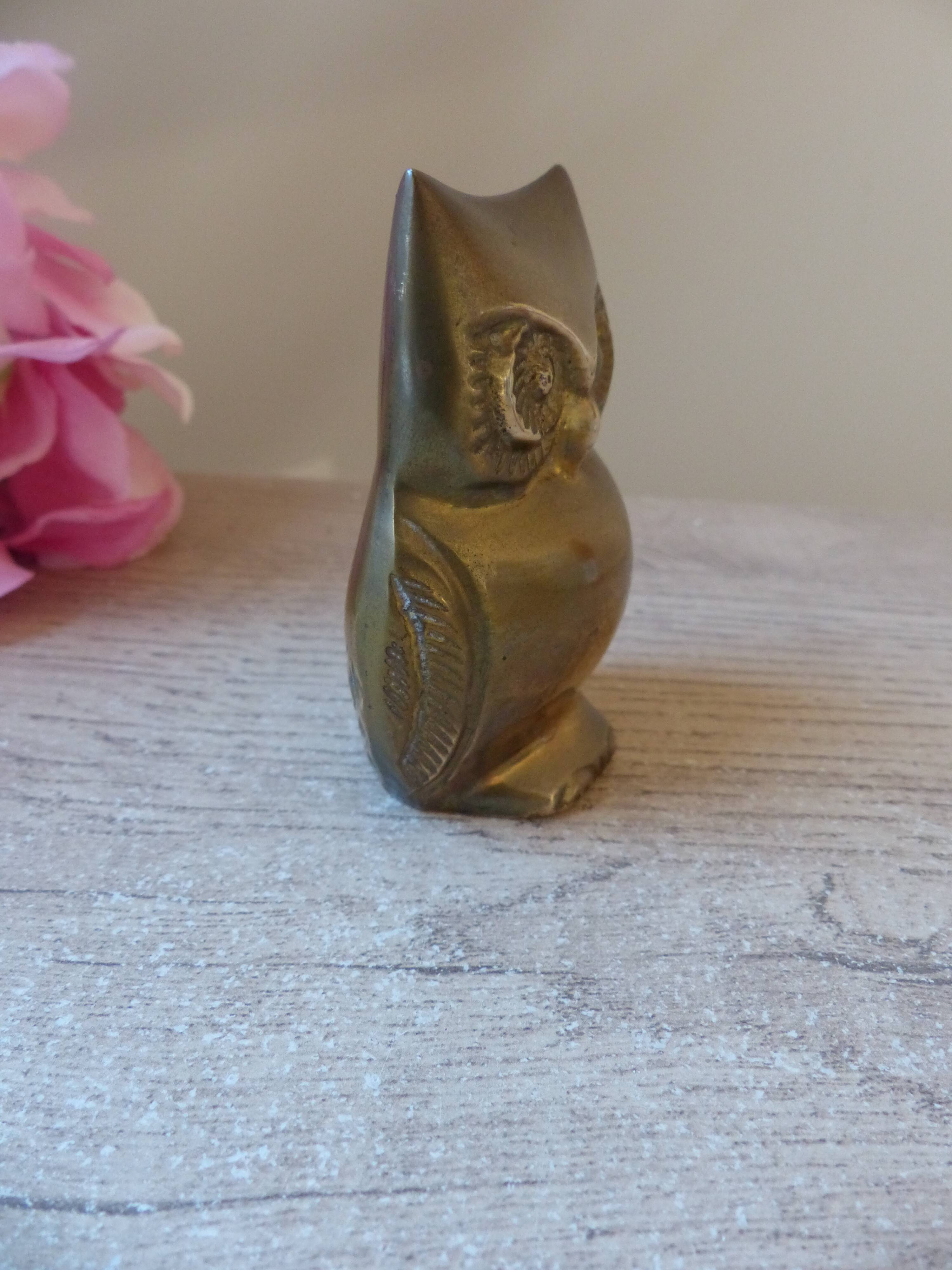 Old Brass Owl Animal Figurine