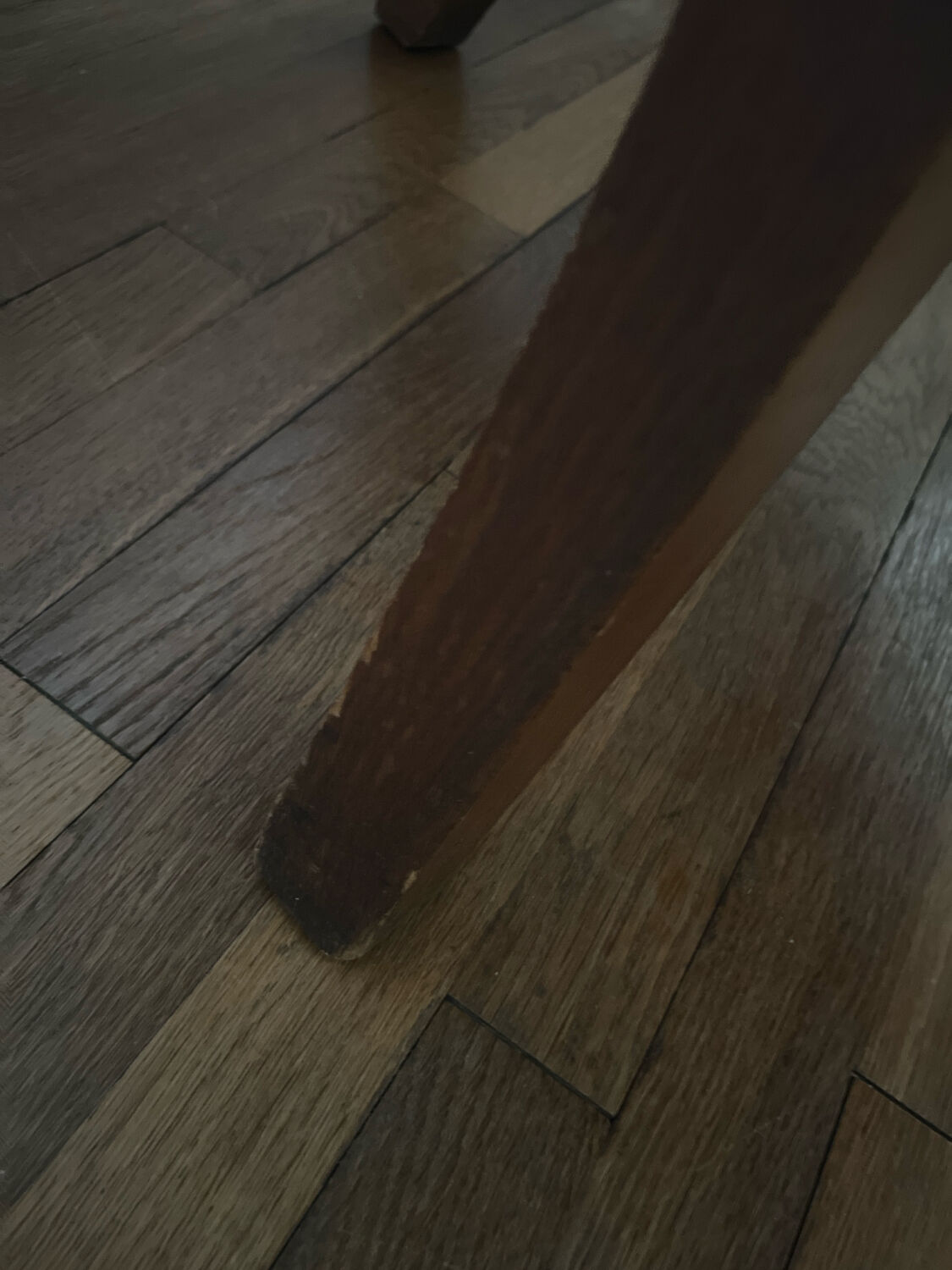 Low round art deco table in honey wood