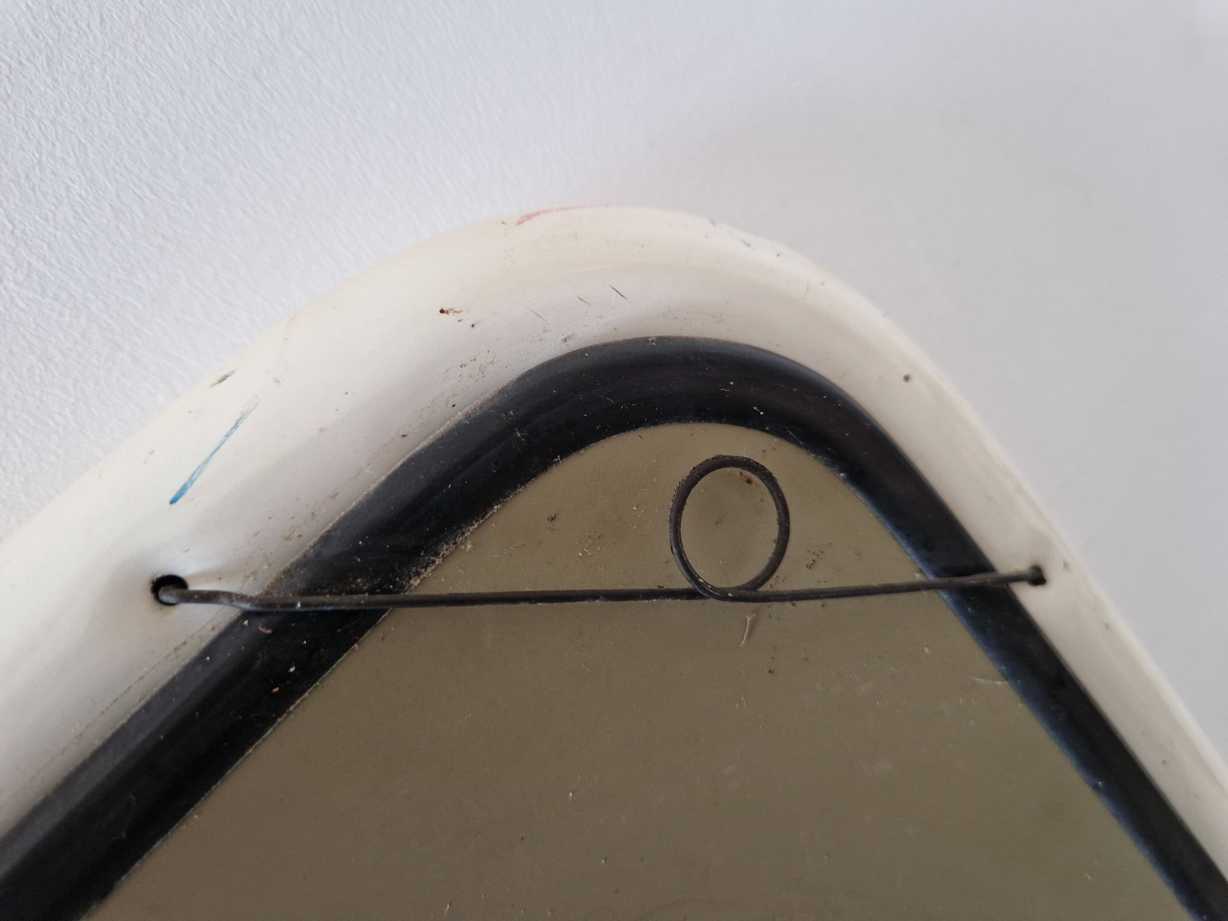 Vintage white tubular mirror from Italy, 70s