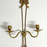 Ancien Paire Appliques 2 Feux - Bronze Doré - Nœud Style Louis XVI