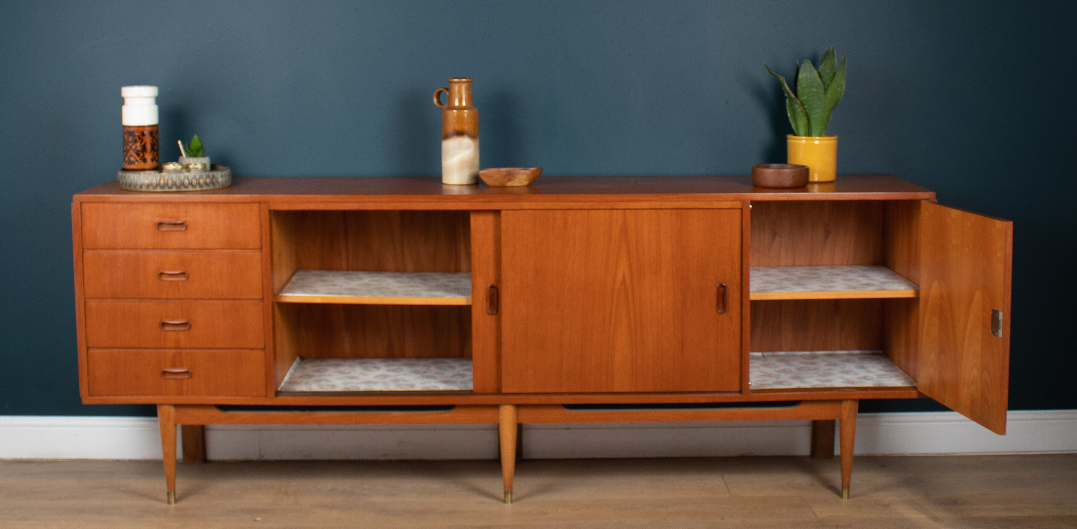 Retro Teak Danish 1960s Long Mid Century Sideboard