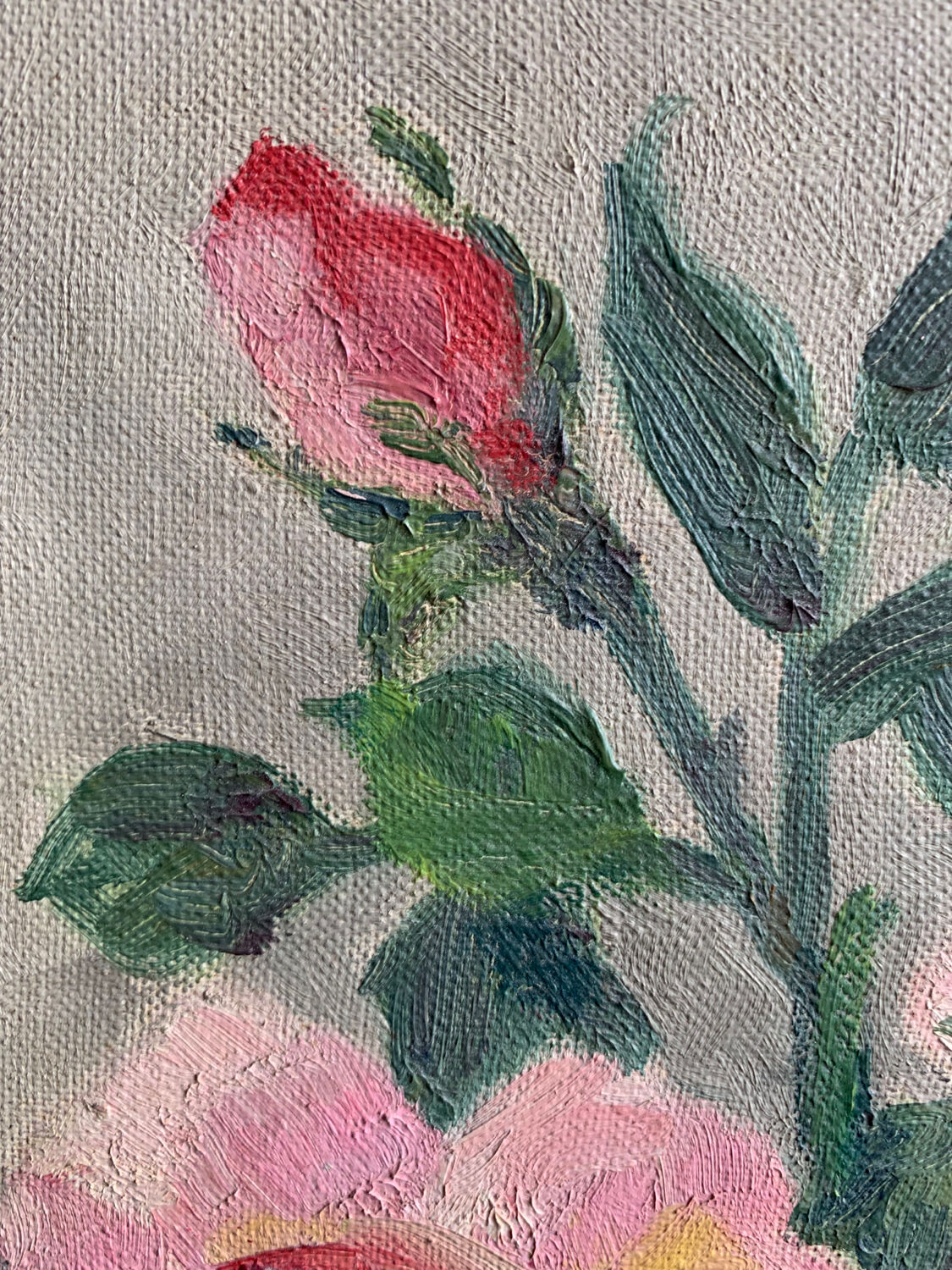 Oil on canvas bouquet of roses