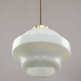 Mid-Century Italian Opaline and Brass Pendant Lamp