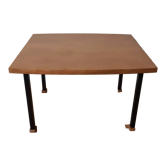 Table basse en bois massif , pieds carrés en métal noir