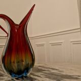 Murano red art crystal pitcher vase