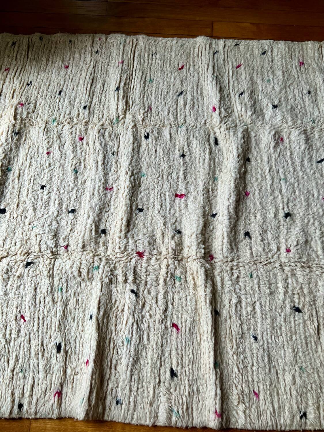 Berber Beni Ouarain handmade rug with colorful polka dots, 100% wool