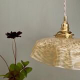 Vintage lampshade pendant light in pale yellow Clichy glass