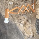 Wooden scissor or accordion wall sconce - vintage - 1960