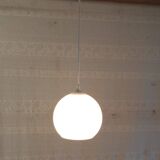 White opaline globe pendant light - mid-20th century