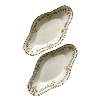 2 Longpré de Longwy iron clay dishes