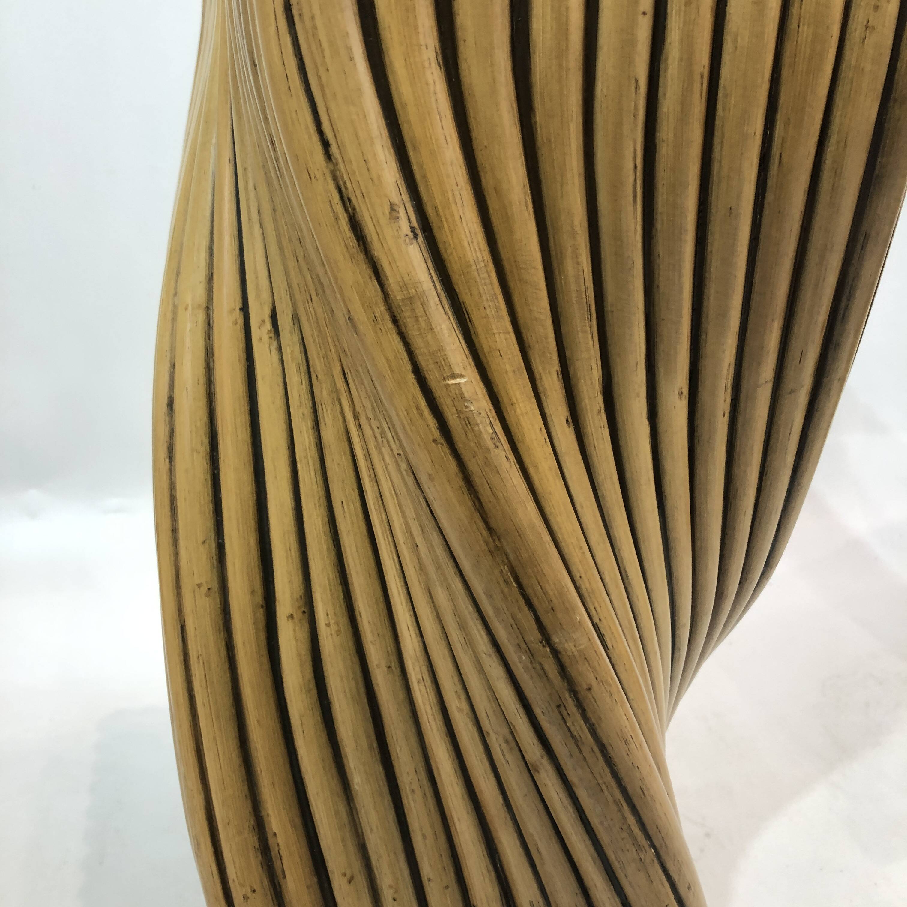 Mehitabel McGuire Twisted Pedestal Bamboo Dining Table MidCentury Boho 1970