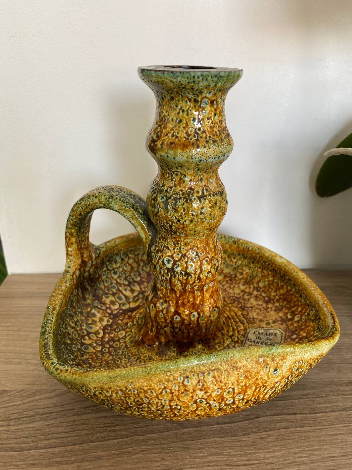 Enamel hand candle holder