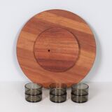 Lazy Susan snack tray with 6 bowls, Denmark, 1960s – Ø 49 cm