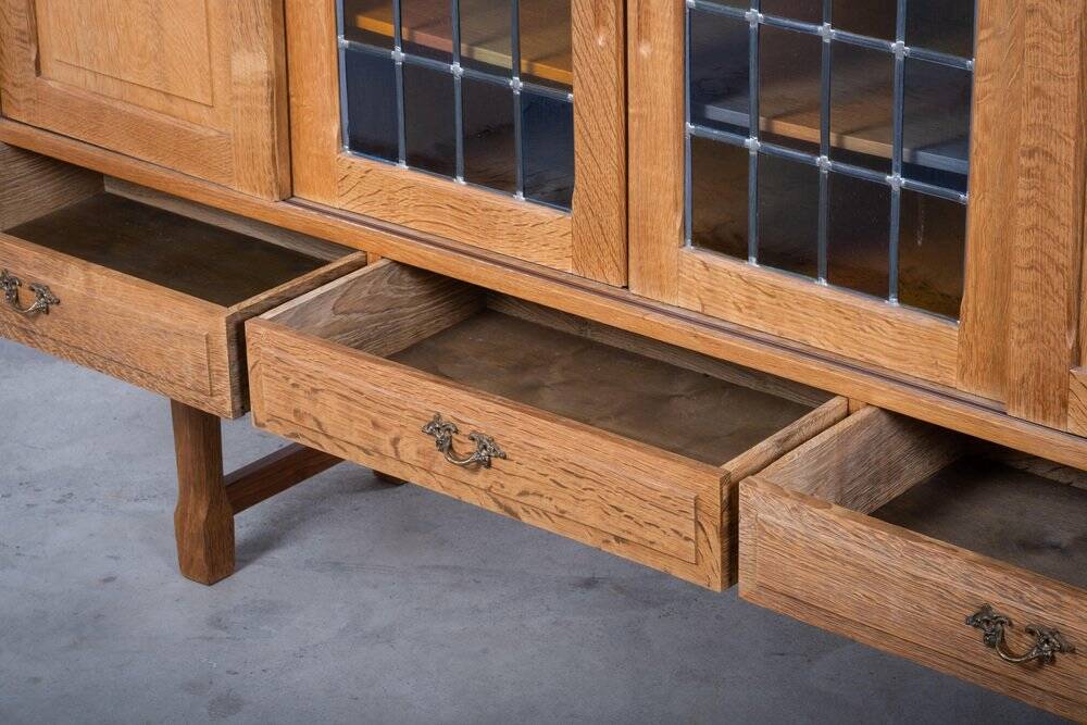 Brutalist Oak Sideboard attributed to Henning Kjærnulf, Denmark, 1960s