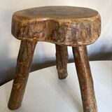 Country stool made of solid elm wood