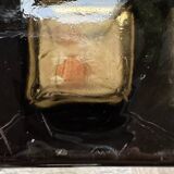 Rectangular smoked glass vase design in retro vintage Murano spirit