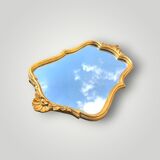 Vintage shell mirror in golden resin - 52 x 33 cm