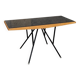 Metal and wood table, black Opaxit top, Czech Republic 1960