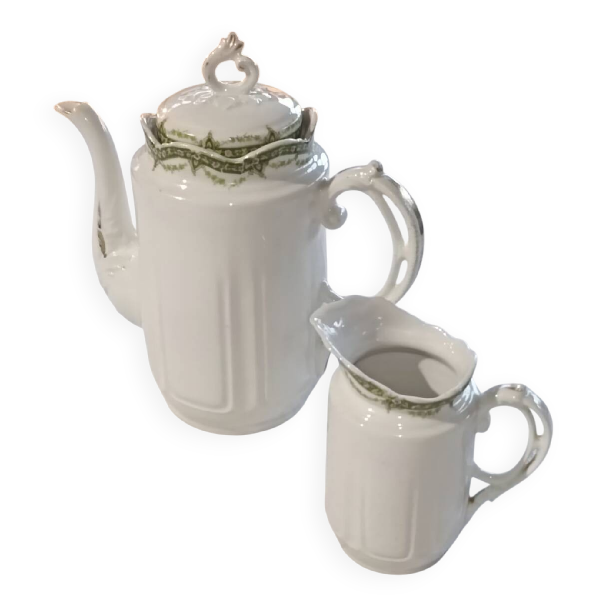 Coffee pot and milk jug in Limoges porcelain, France, early 20th century