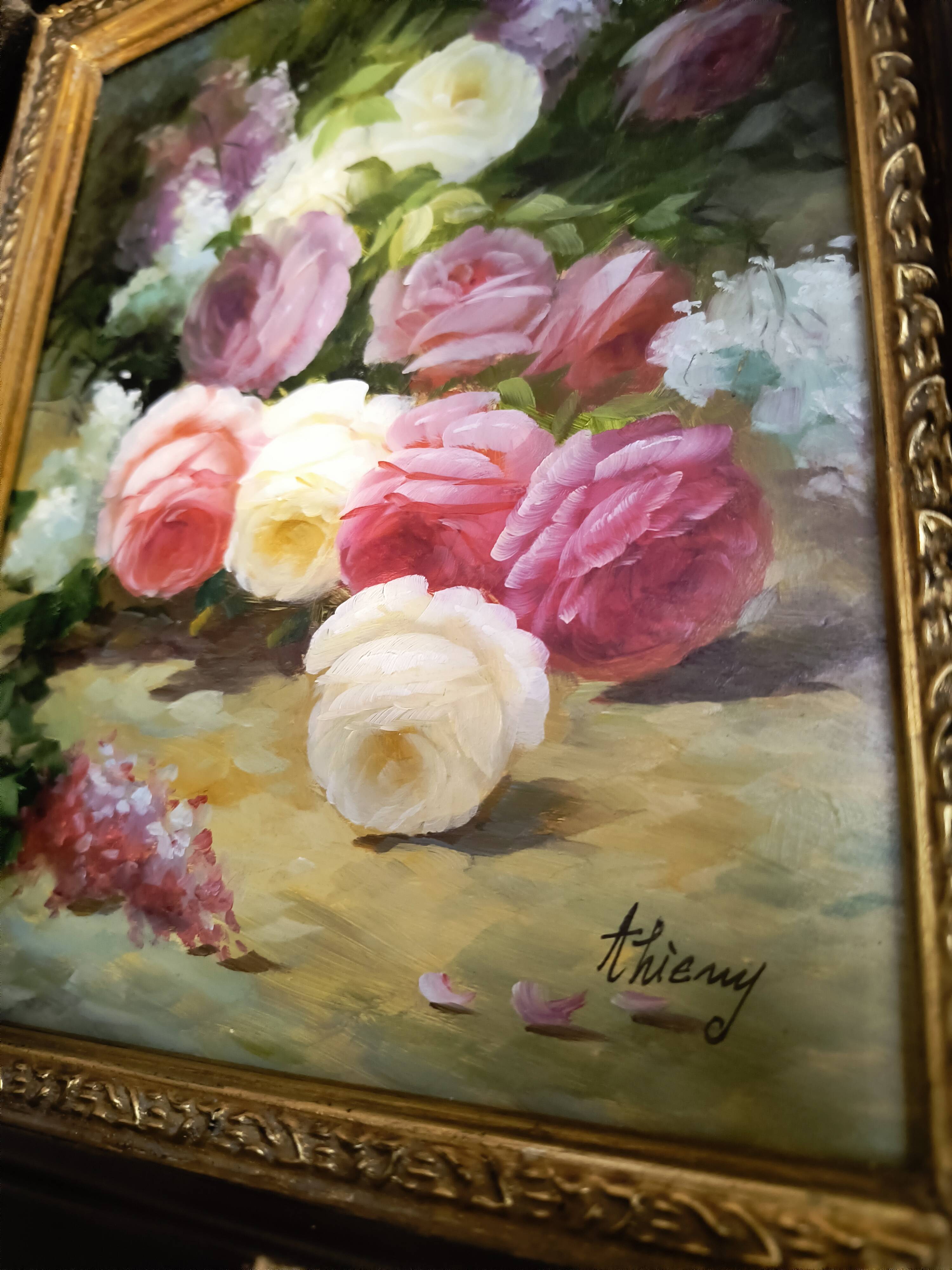 Oil on panel signed "Thierry" - Ornate frame