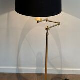 Paire de lampes liseuses ajustables à bras amovibles en laiton attribué à la Maison Jansen