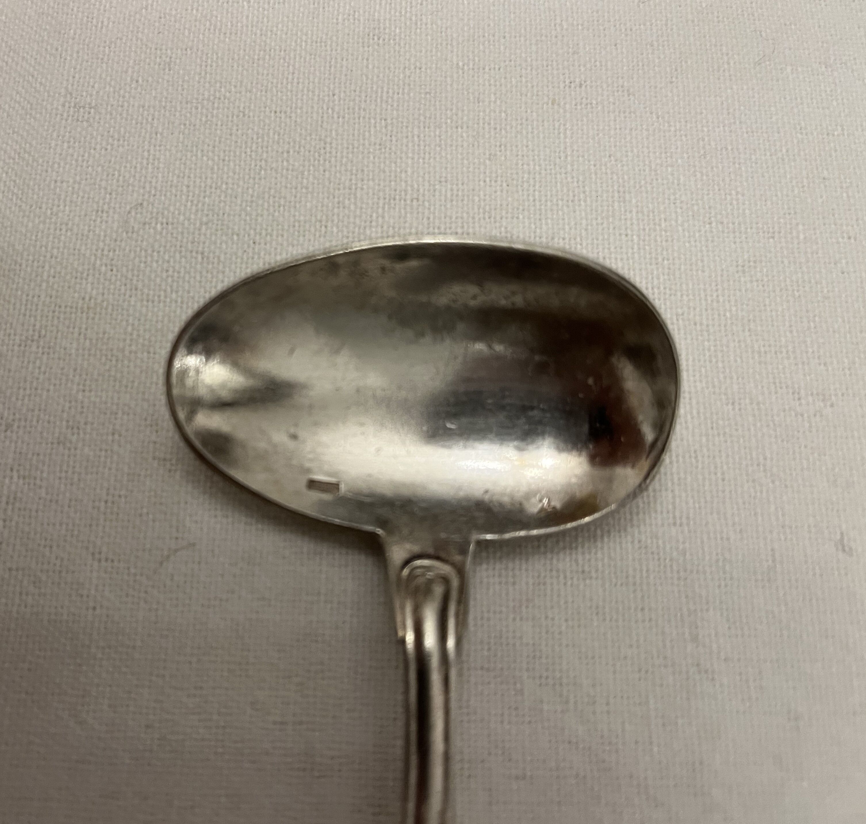 Silver metal sauce spoon