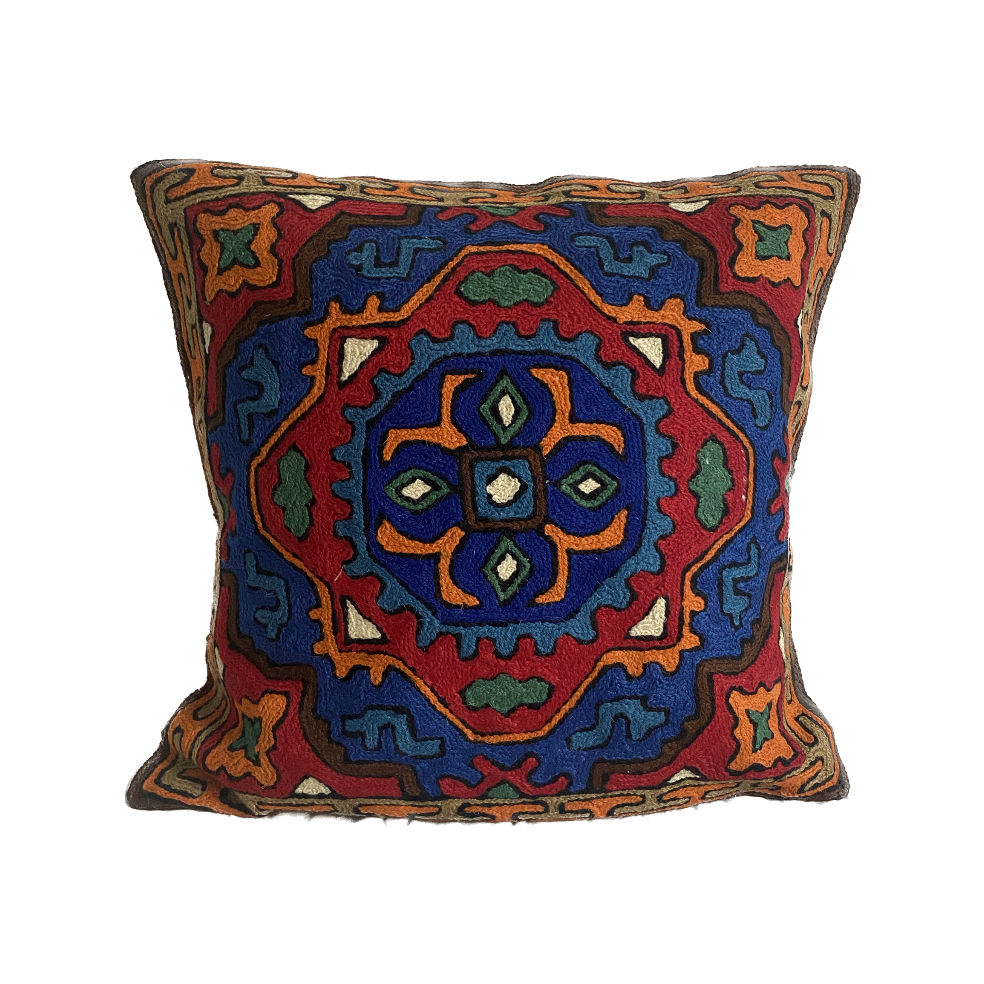 Hand-embroidered wool cushion cover 40x40 cm