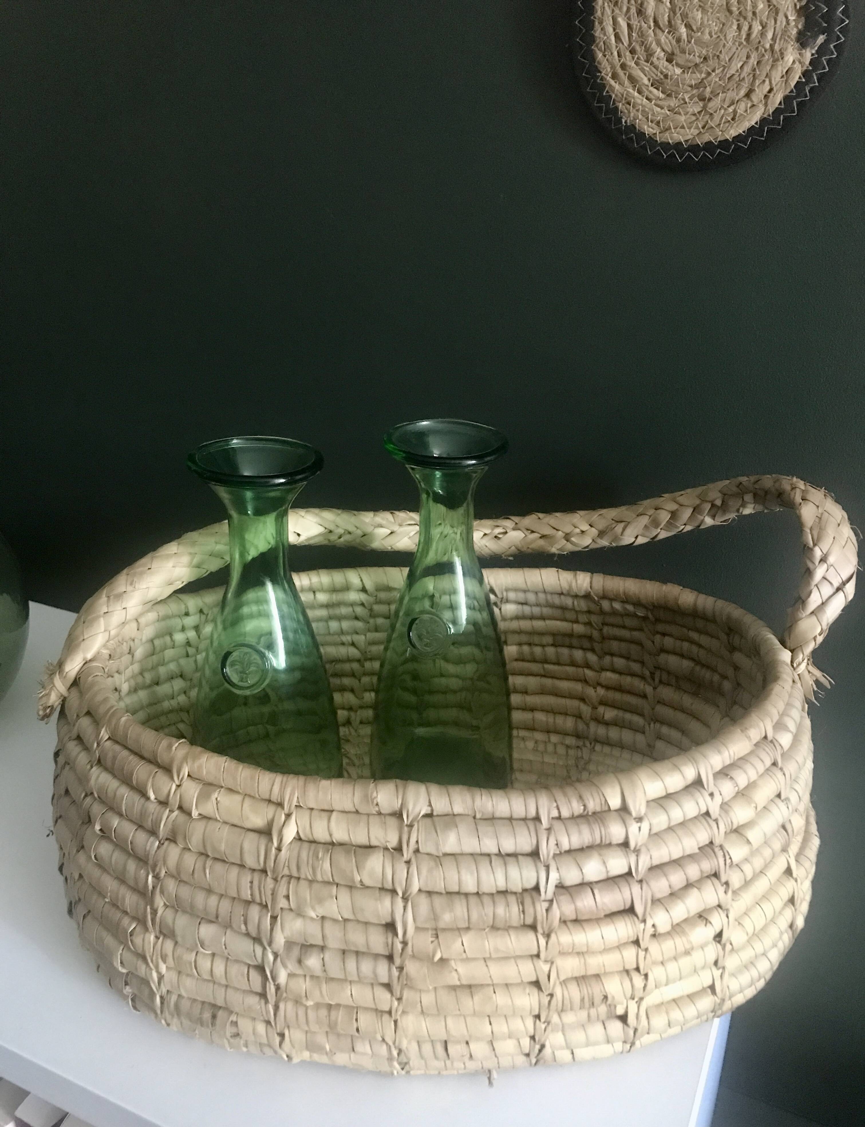 Basket woven palm leaves
