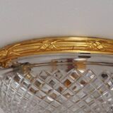 Bronze Cut Glass Ceiling Light: Mid-Century French Louis XVI Ceiling Lamp