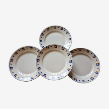 Suite of 4 plates made of Lunéville earthenware