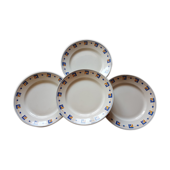 Suite of 4 plates made of Lunéville earthenware
