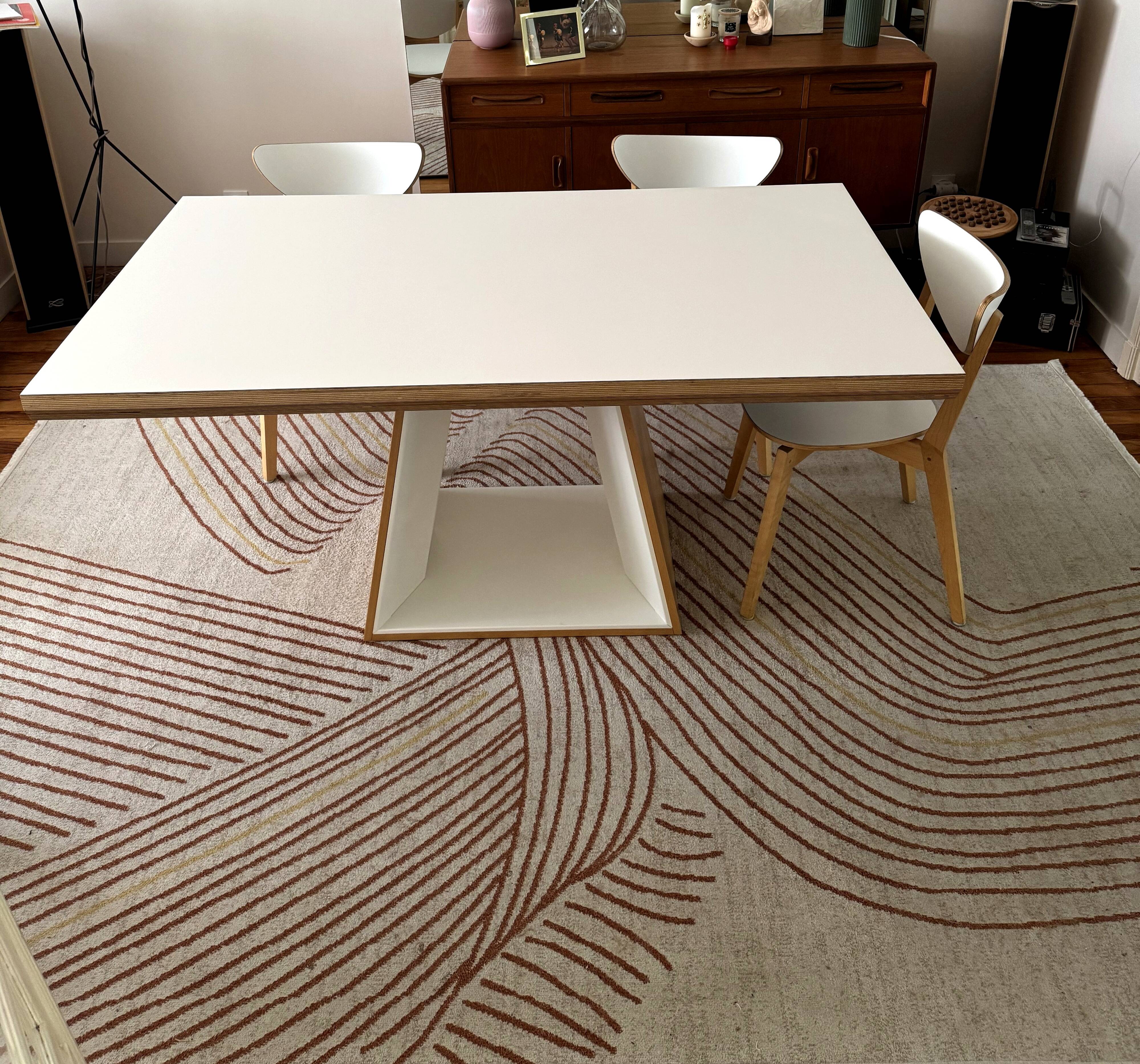 Extensible table Mood T1202 — Mobitec — White Fenix & walnut