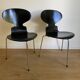 Pair of black chairs ant tripod model 3100 "the ant" by Arne Jacobsen edition Fritz Hansen