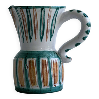 Pitcher, ceramic milk jug, signed Vallauris.
